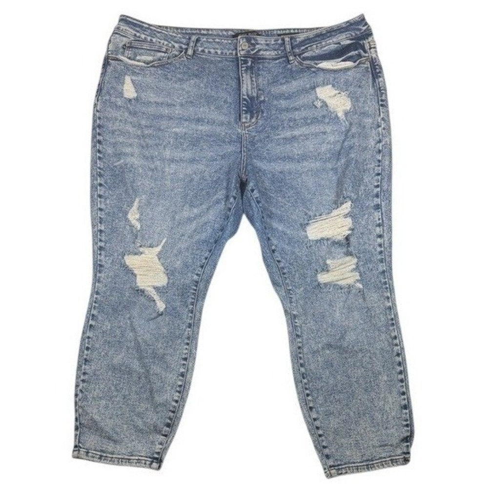 Judy Blue Boyfriend Fit Distressed Acid Wash Blue Jeans 24W‎ JB88281 High Rise